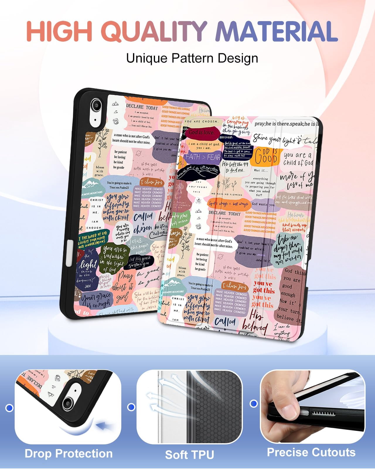 Wazzasoft for iPad A16 Case 2025 - for iPad 10th Generation Case Cute Women Girls Kids Girly Kawaii Quotes Design with Pencil Holder Auto Sleep/Wake Tablet Cover for Apple 11/10 10.9 Inch