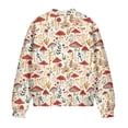thumbnail image 5 of COEQINE Womens Zip Up Bomber Jacket Long Sleeve Varsity Jackets Shackets Casual Coat with Pockets, Relaxed Fit Stand Collar Fall Winter Outerwear, X-Large, Mushroom Floral, 5 of 7