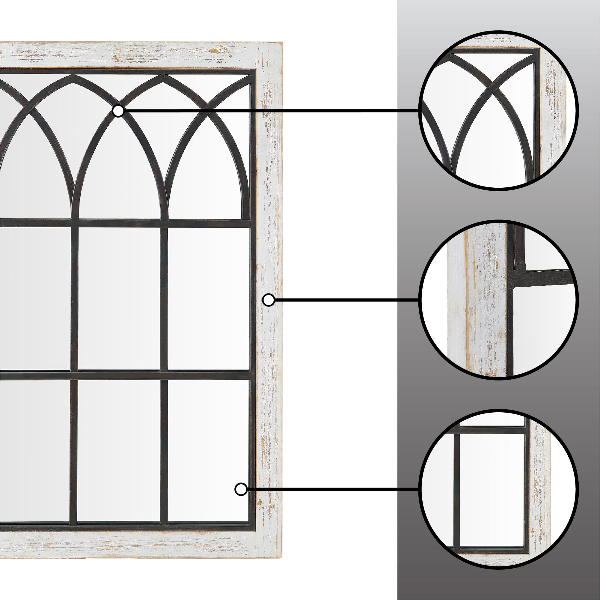 FirsTime & Co. White Vista Arch Wall Mirror, Farmhouse, Rectangular, 23.6 x 1.25 x 37.4 in