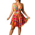 thumbnail image 2 of Gibobby Vestido corta de fiesta casual Camiseta sin mangas de verano informal para mujer, sin mangas, hasta la rodilla, con estampado mini, vestido sin ma(Rojo,CH), 2 of 5