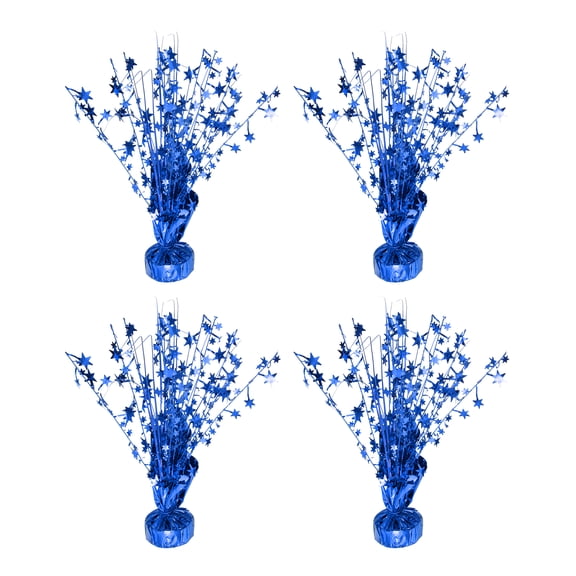 4Pcs Metallic Foil Spray Centerpiece, 12.2" Star Table Decoration Spray Decoration for Christmas Wedding Birthday Party Graduation Celebration New Year, Blue