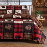 Great Bay Home Stonehurst 2-Piece Red BlackQuilt Bedding Sets, Twin