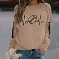 thumbnail image 2 of Chandail en Molleton Imprimé à Col Rond pour Femmes, Manches Longues, Chandail Confortable Décontracté, Coupe Ample, Tenue Athlétique pour la Mode Quotidienne, 2 of 6