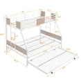 thumbnail image 2 of Harper & Bright Designs Twin Over Full Metal Bunk Bed with Trundle, Metal Bunk Bed Frame with 2 - Side Ladder and Full-Length Guardrail for Bedroom, White & Brown, 2 of 6