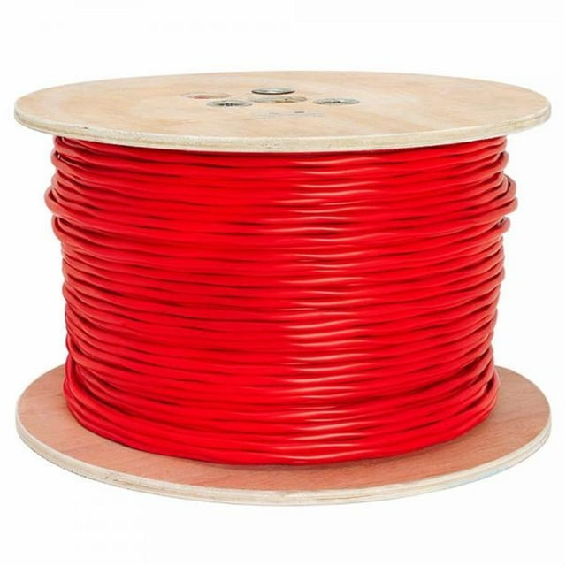 TechCraft - Solid Fire Alarm Cable, 18AWG, 4 Conductors, Shielded, FPLR / CMR, 1000 Foot Length, Red