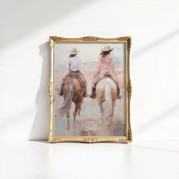 Pink Coastal Cowgirl Print Coastal Cowgirl Wall Art Girly Western Wall Art Pink Dorm Room Decor Vintage Horse Print Horse Lover Home Decor UNFRAMED Poster, Wall Art for Decor, Present, 8x12