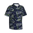 thumbnail image 2 of Daiia Hand Drawn Rockets Hawaiian Shirt for Men Gentle Cotton Regular Short Sleeve Casual-Large, 2 of 9