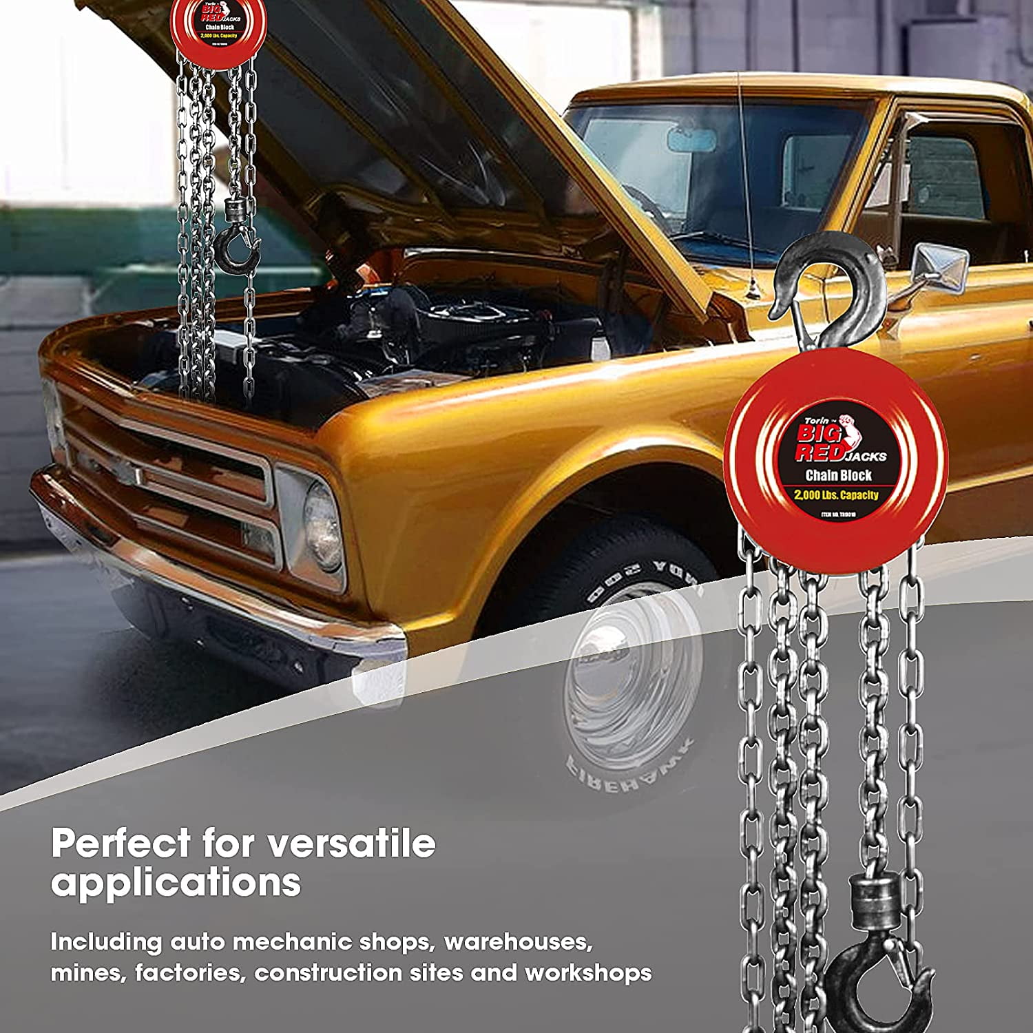 Torin BIG RED 1 Ton Hand Lift Steel Chain Block Hoist,DMTR9010