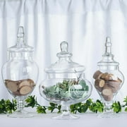 Efavormart Set of 3 Glass Apothecary Candy Jars With Lids - 10/12/14