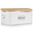 thumbnail image 4 of Bouclair White Metal Bread Box with Bamboo Lid, 4 of 10