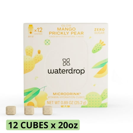 waterdrop Microdrink Mango GLOW, Flavored Water Packets, Prickly Pear - Apricot, 12 Pack