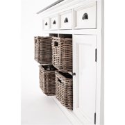 NovaSolo Halifax Accent Mahogany Wood Buffet with 4 Basket Set in White