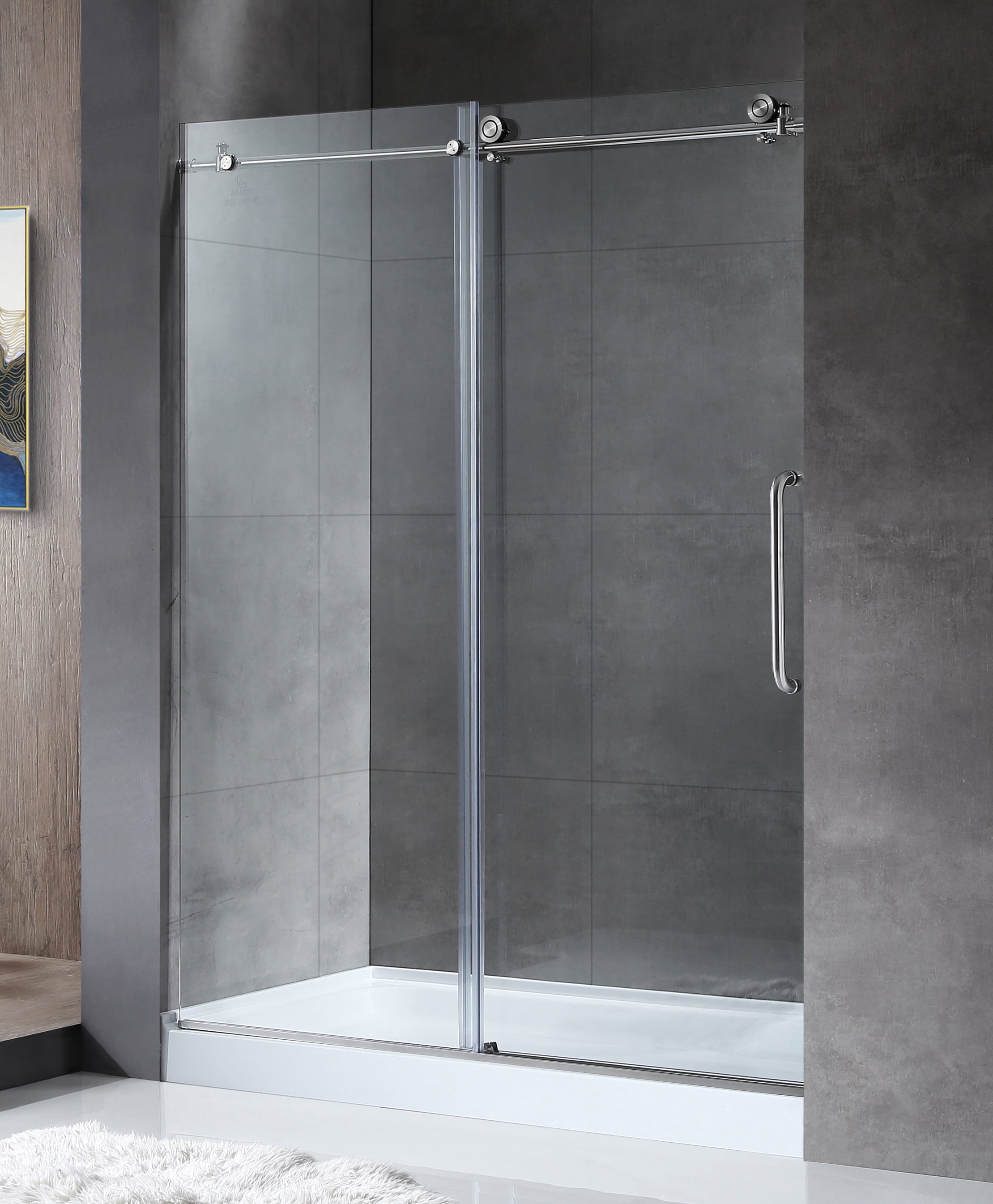 ANZZI Leon Series 60 in. x 76 in. Frameless Sliding Shower Door in