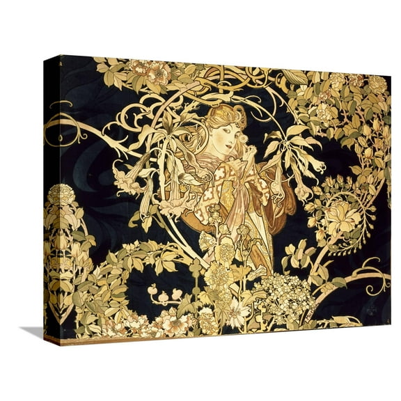 Art.com Femme Ã  la marguerite Stretched Canvas Print Wall Art by Alphonse Mucha, 16" x 12"