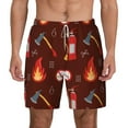 thumbnail image 2 of Picia Fire Extinguisher pattern Mens Swim Trunks with Compression Liner Stretch Beach Shorts Quick Dry with Zipper Pockets No-Chafing Board Shorts-Large, 2 of 9