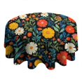 thumbnail image 4 of Pioneer Flower Floral Print Pattern Round Tablecloth 60"x60",Wrinkle Wipeable Table Cloth for Kitchen Dining Room Picnic Patio Party, 4 of 6