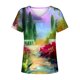 thumbnail image 5 of Tops Para Mujer Blusa Estampada Informal Camisetas Con Cuello en V Camisetas de Manga Corta Odeerbi  ODB180094, 5 of 5