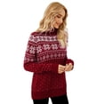 thumbnail image 3 of Musuos Women's Christmas Snowflake Knitted Sweater Long Sleeve High-neck Print Christmas Pullover Knitwear, 3 of 10