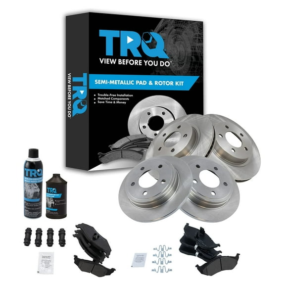 TRQ Front & Rear Metallic Brake Pad & Rotor Kit w/Chemicals for Chrysler Dodge BKA17592