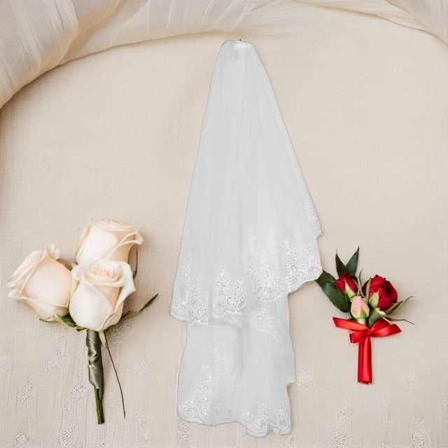 Luxshiny Simple Bridal Veil Luminous Design 1Set With Embroidery For Bridal Shower
