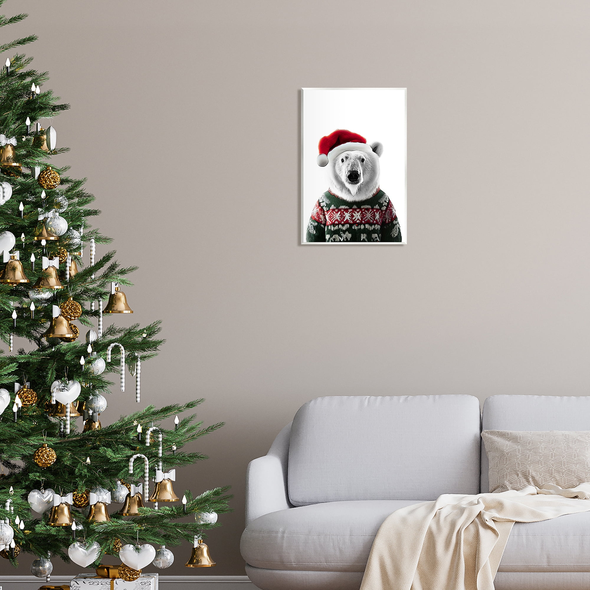 Stupell Industries Bear in Holiday Sweater Holiday Painting Unframed Art Print Wall Art, 13 x 19
