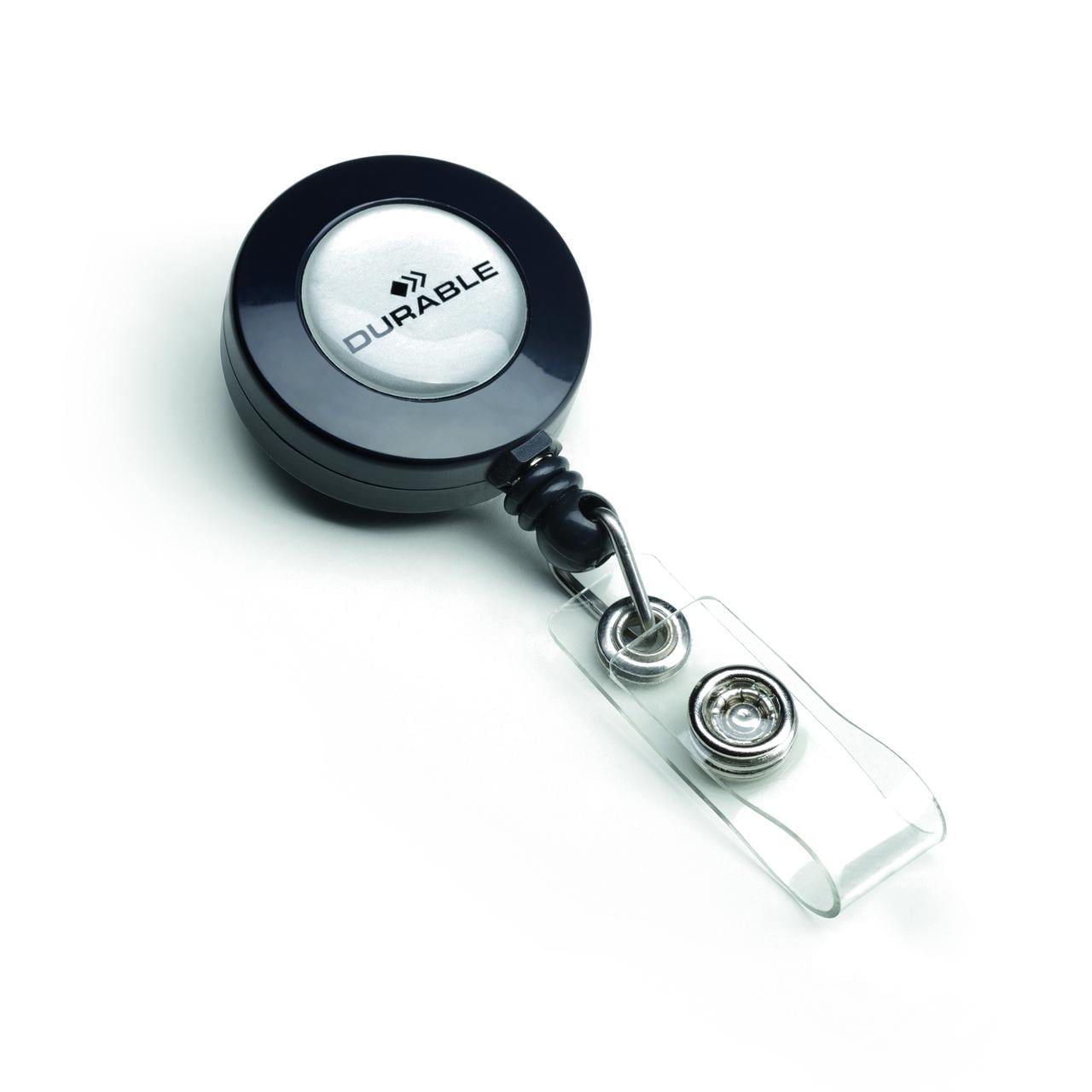 DURABLE Shell-style ID Badge Holders for Two Badges with Retractable Reel, 2-3/4" x 4 ", Clear, Pack of 10 (822419)