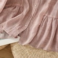 thumbnail image 6 of MIXUE Womens Summer Tops Solid Color Round Neck Botton Long Sleeve Retro Loose Tshirts Outwear,Pink,L, 6 of 9