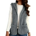 thumbnail image 4 of MaFYtyTPR Fuzzy Fleece Vest for Women Fashion Women Velvet Cardigan Pocket Zipper Sleeveless Loose Jackets Tops Gray XXL, 4 of 5