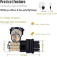 thumbnail image 2 of Bombillas LED superbrillantes de bajo consumo de 9-30 V 3157 3156 3057 4157 con lentes de proyector de repuesto para luces de giro delanteras/traseras o luces de estacionamiento traseras, amarillas, 2 of 5