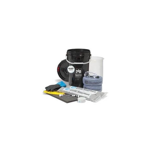 Spill Kit, 3 gal Volume Absorbed per Kit, 6 1/2 gal Capacity, Bucket, Black, 25