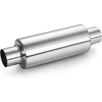 2.25" Inlet Exhaust Resonator, 2.5" Outlet and 13.8" Overall Length, Polished Stainless Steel Muffler Resonator
