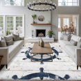 thumbnail image 3 of 6'x9' Area Rugs, Navy Blue Retro Coastal Indoor Outdoor Area Rug for Living Room Bedroom, Nautical Summer Vintage Rudder Washable Bathroom Rugs Kitchen Floor Carpet Mats Home Decor Aesthetic, 3 of 8