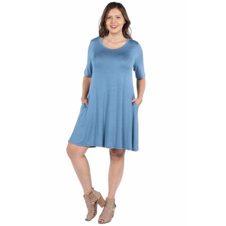 Women's Plus Size Knee Length Pocket T Shirt Dress