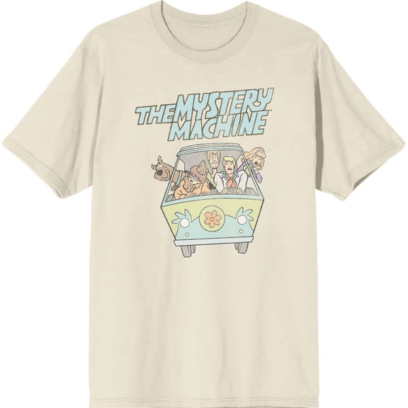 Scooby Doo The Mystery Machine Men's Natural Crew Neck Short Sleeve Tee-Medium