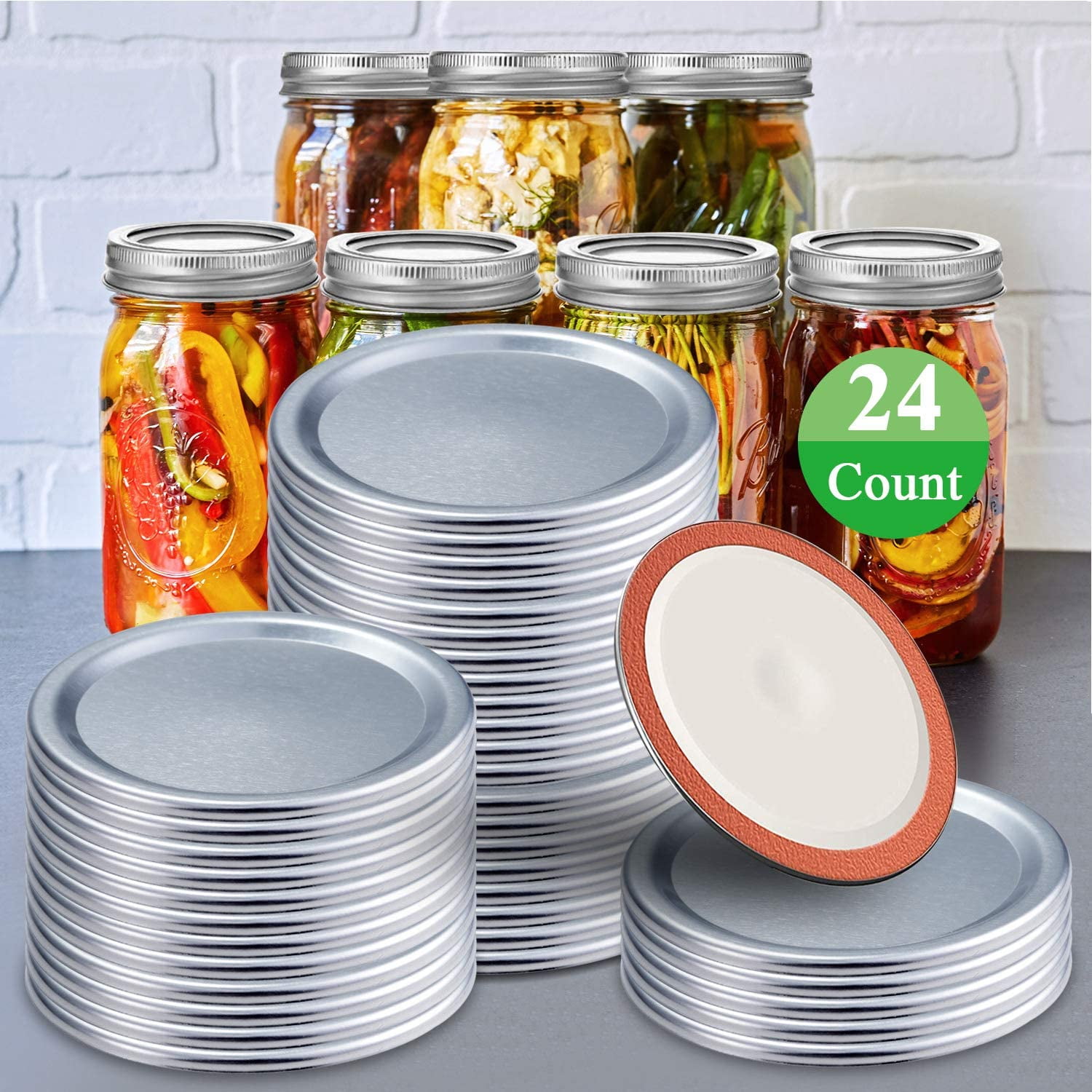 24 PCS Mason Jar Lids, Wide Mouth Canning Lids Reusable SplitType Leak