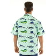 thumbnail image 3 of UZZI Mens Hawaiian Casual Button Down Short Sleeve Beach Surf Aloha Party Shirt, Jade Fishing, Size: Large, Uzzi Active Wear, 3 of 3