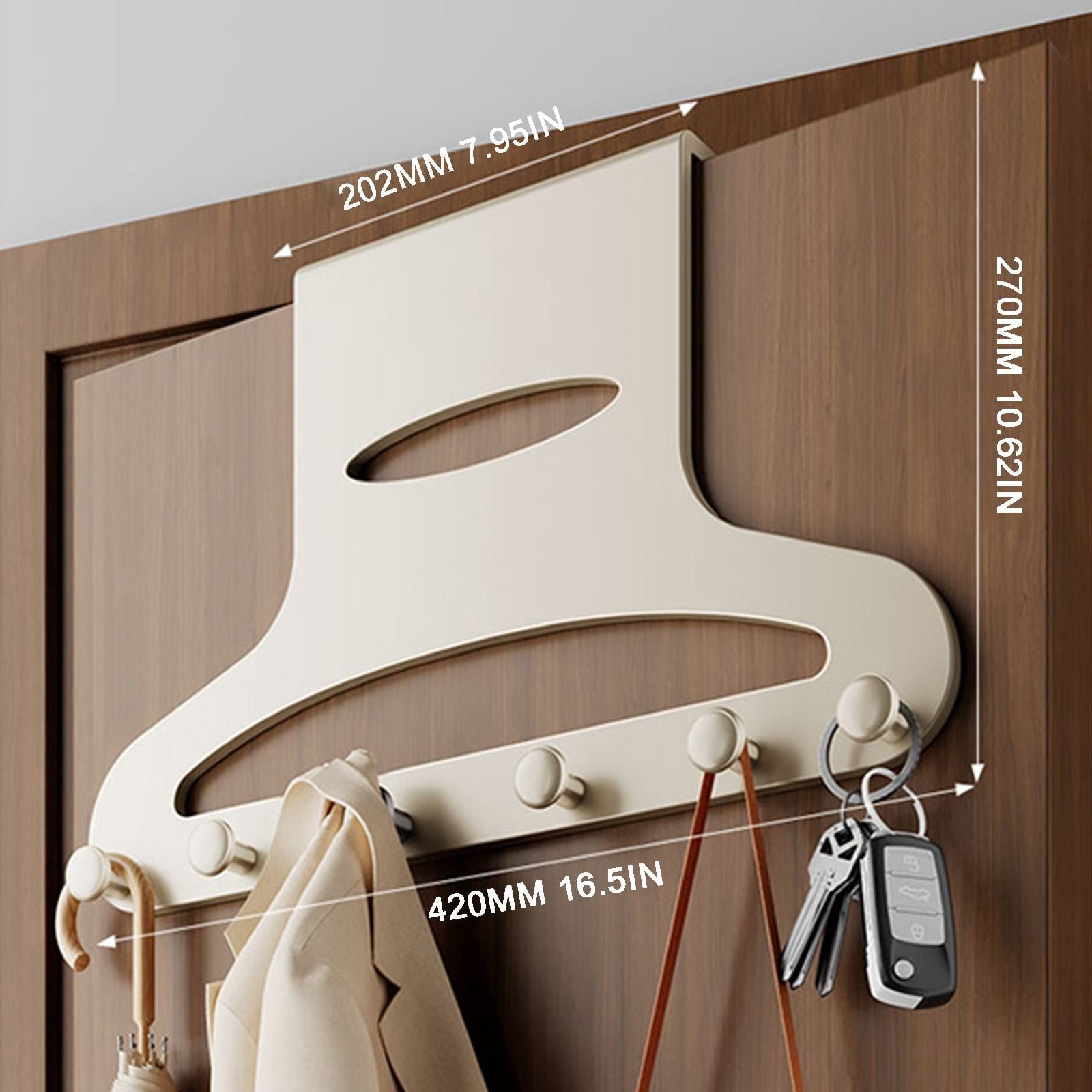 Over-the-Door Hanger Organizer,No-Drill Over-the-Door Hanger Rack, Durable Space-Saving Over Door Hooks for Bedroom Kitchen Bathroom for Hanging Coat Hat Scarf Towels Brushes, 1Pc(Silver1,16.5x10.6")