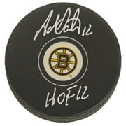 Adam Oates Signed Boston Bruins Logo Hockey Puck w/HOF 12