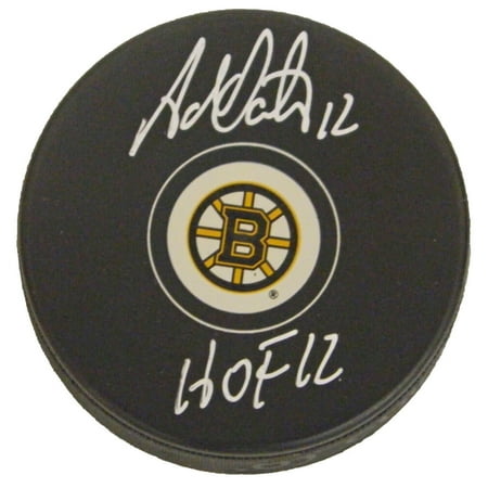 Adam Oates Signed Boston Bruins Logo Hockey Puck w/HOF 12