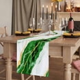 thumbnail image 2 of Marble Green 120 Inch Table Runner, Gold Foil Ceramic Style Crack Scratch Farmhouse Dresser Scarf Cotton & Linen Tablerunner for Dining/Kitchen Island/Holiday Party Décor 13" x 120", 2 of 9