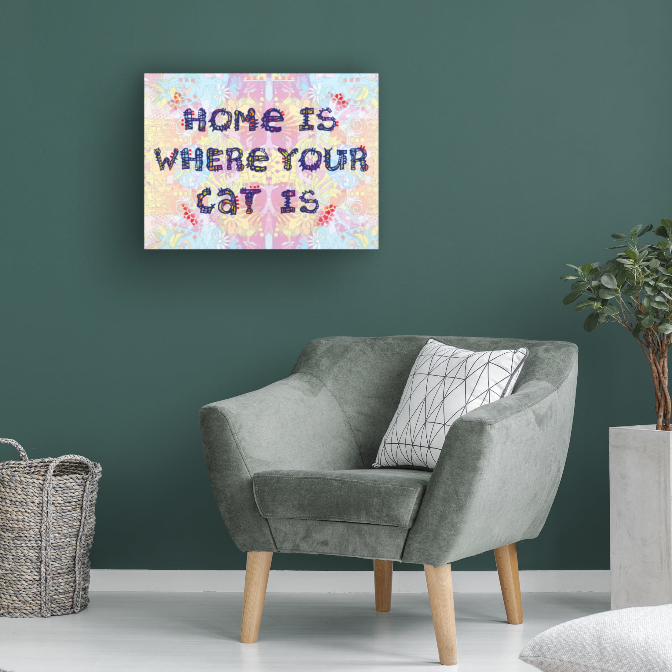 Canvas Wall Art - Dean Russo 'Home Is Where Your Cat Is' Wall Art for Living Room, Bedroom, or Office Décor by Trademark Fine Art - 32 x 24 Inches