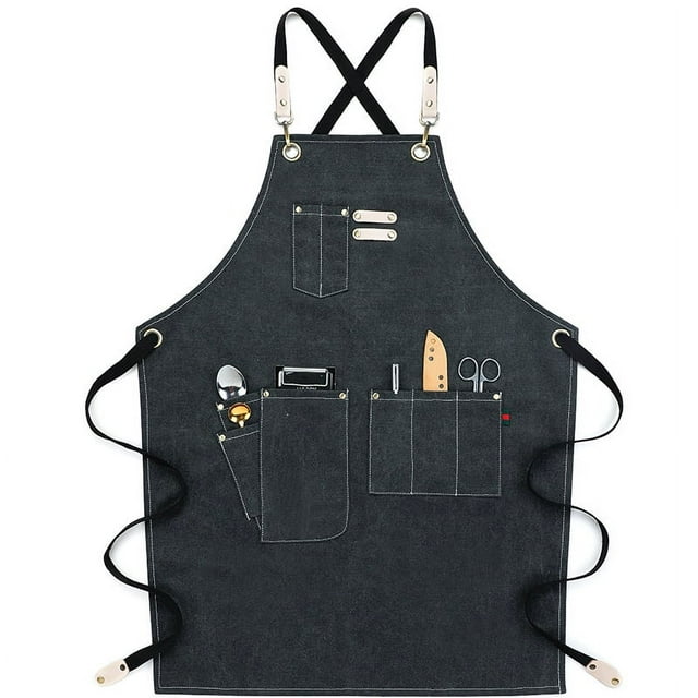 Delantal de lona lavada para mujer, moda, pintura, peluquería, cafetería, ropa de trabajo para hombre