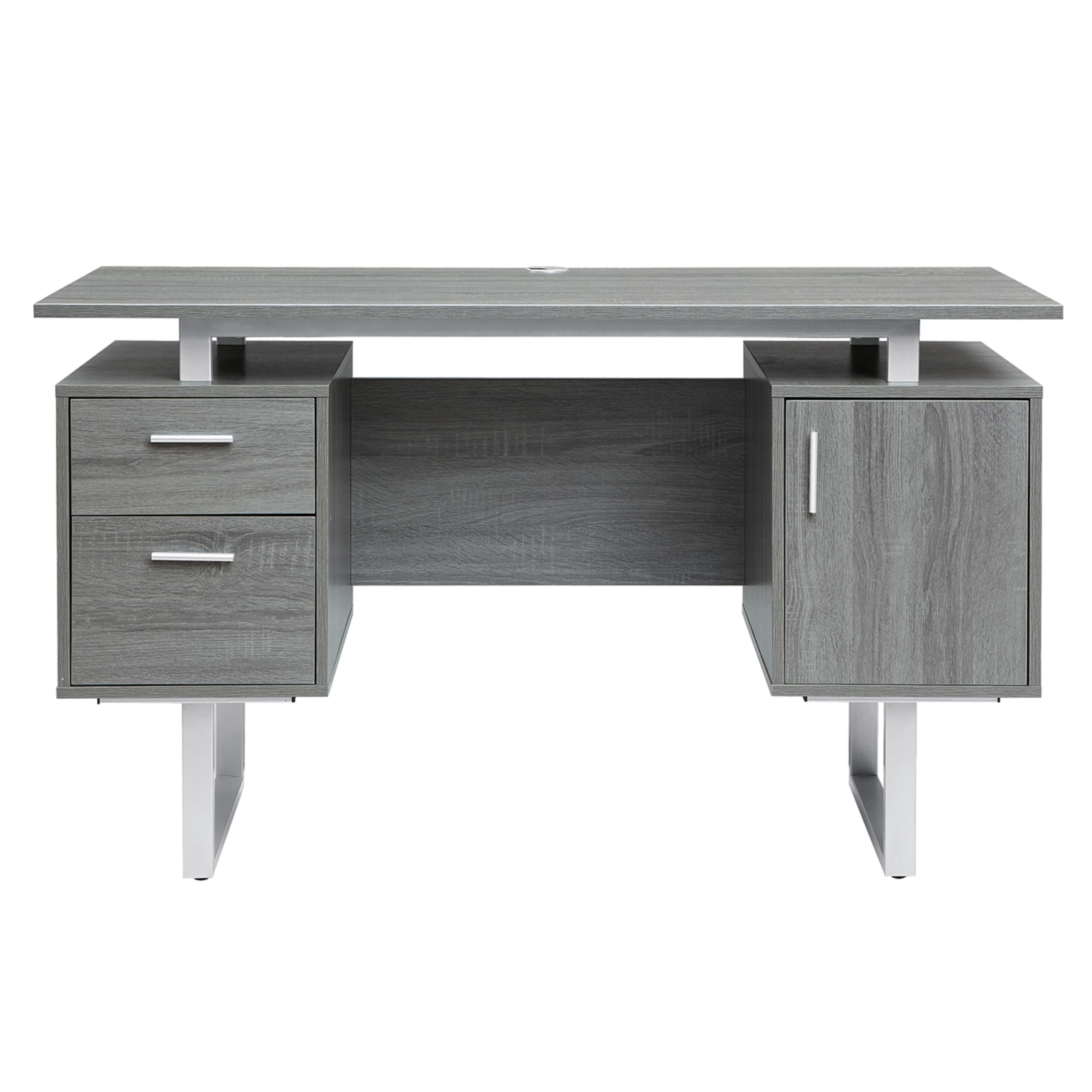 Techni Mobili Modern Adult Office Desk with Drawers and Storage, 51.25" W, Gray/Silver