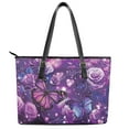 thumbnail image 2 of ZUXONGSY Roses Butterfly Print Top Handle Bag for Women PU Leather Top Handle Tote Bag Portable Satchel Handbags with Zippered for Shopping Work, 2 of 5