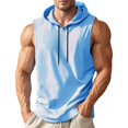 thumbnail image 3 of Blekii Men's Summer Lightweight Sleeveless Hooded Tank Top - Solid Color Design, Quick-Dry Performance Fabric - Great for Running, Fitness Training, Beach Sports, Outdoor Workout -, 3 of 6