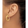 thumbnail image 3 of 14K Yellow Gold 4X15mm Diamond-Cut Round Omega Back Hoop Earrings (23 X 23.25) Made In Peru pre933, 3 of 5