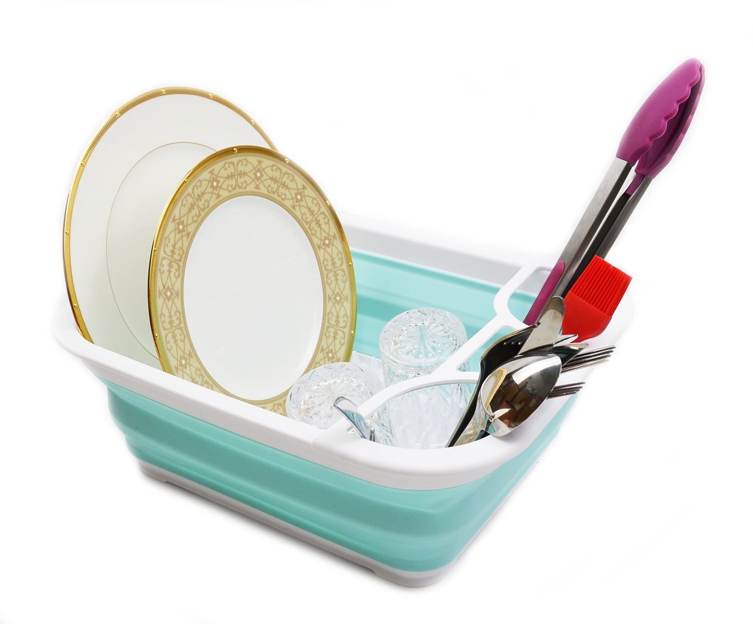 SAMMART Collapsible Dish Drainer - Foldable Drying Rack - Portable Dinnerware Organizer - Space Saving Kitchen Storage Tray