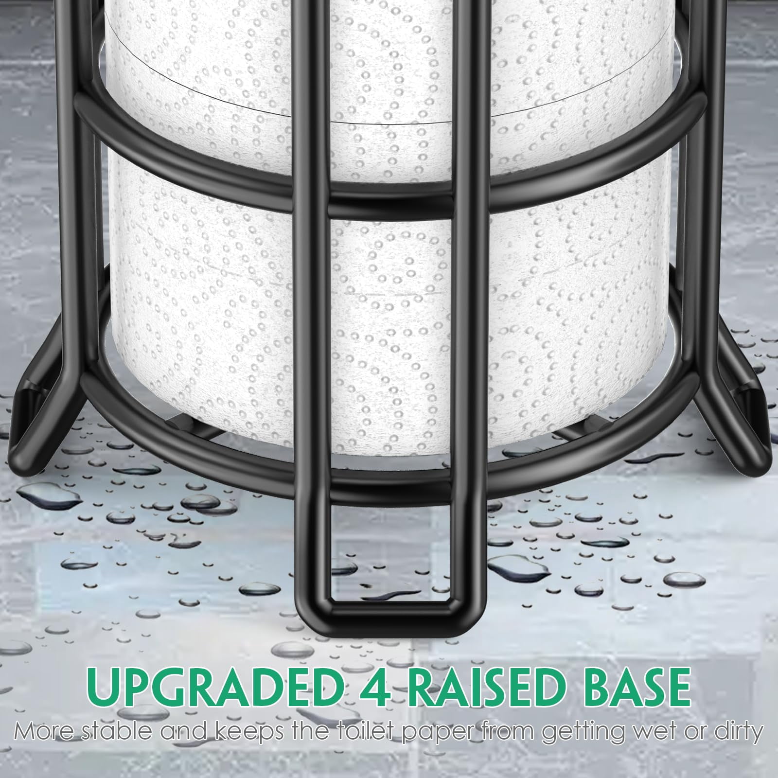 Toilet Paper Holder Toilet Paper Stand and Dispenser for 3 Spare Rolls Metal Wire Free-Standing Toilet Tissue Paper Roll Storage Shelf Bathroom Accessories Storage Organizer Black
