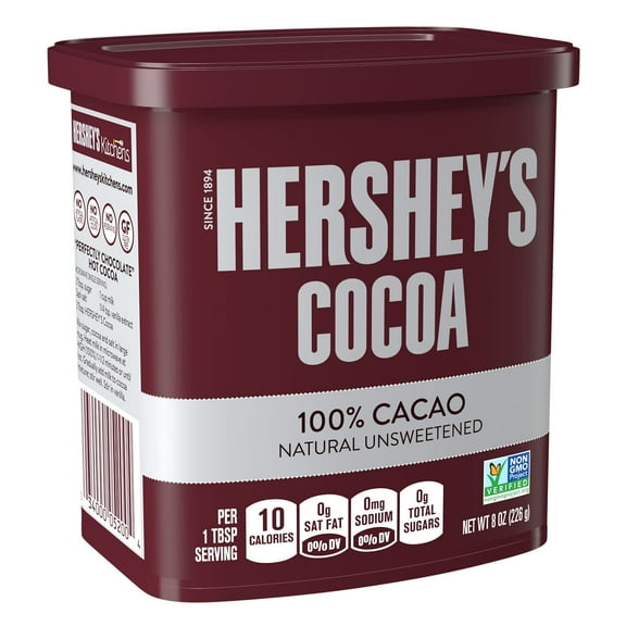 Hershey's Natural Unsweetened Cocoa Powder, Can 8 oz,Pack of 2.