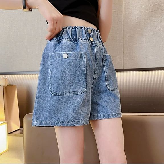 Kids Girls' Shorts Kids Jeans Embroidered Kids Summer Clothes Girl Shorts Size 5-6 Years